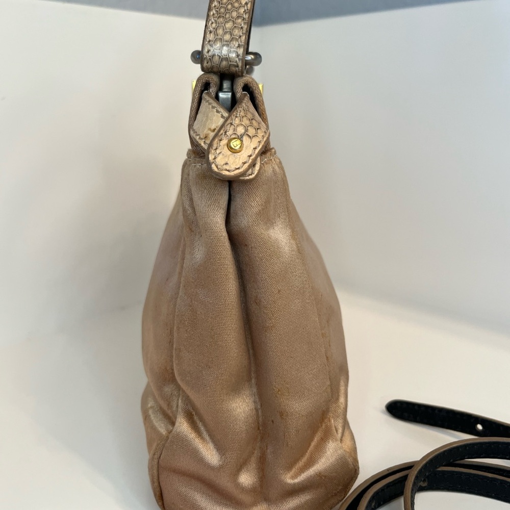FENDI
Beige Satin And Snakeskin Mini Peekaboo Satchel Bag - Picture 5 of 16